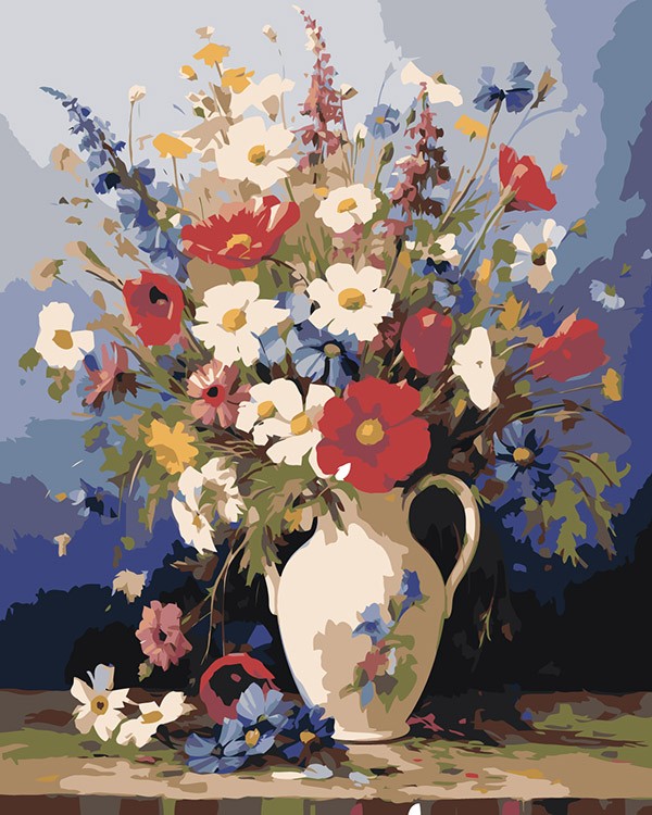Картина по номерам «Цветы: Яркий букет полевых цветов»