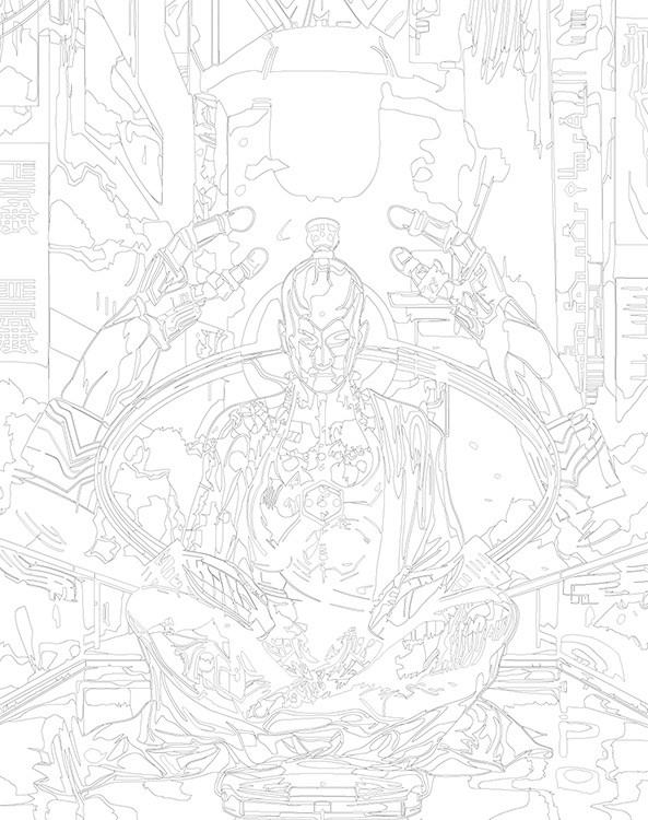 Картина по номерам «Религия буддизм: Будда киберпанк, неон» — картинка 3