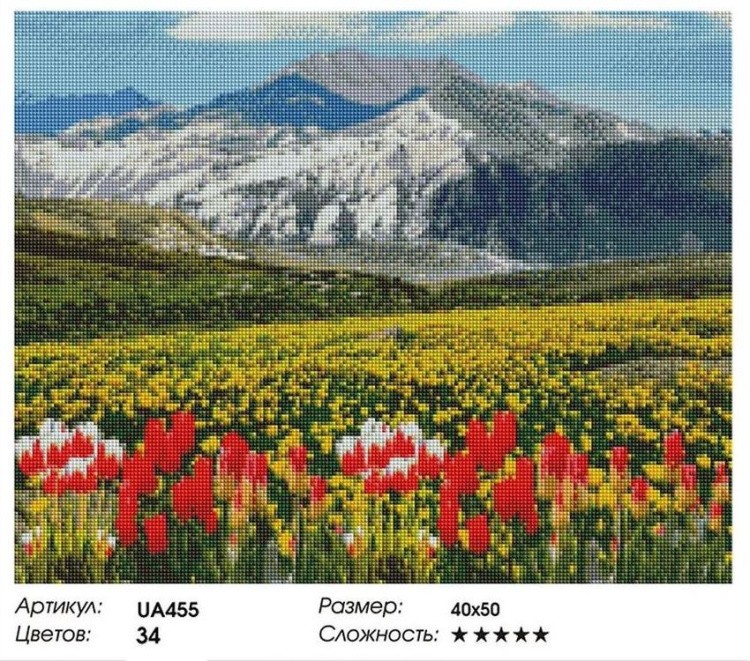 Алмазная вышивка «Тюльпаны в горах» — картинка 2