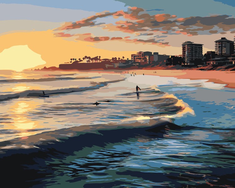 Картина по номерам «Море: Серферы на солнечном пляже»