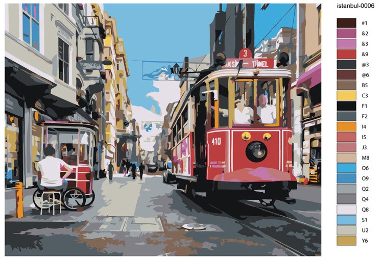 Картина по номерам «Стамбул, Турция: трамвай на улице города» — картинка 2