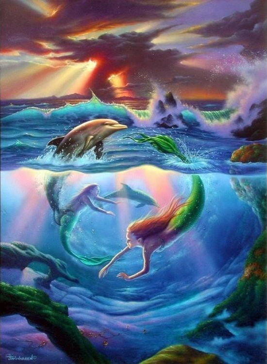 Алмазная вышивка «Русалки и дельфины» — картинка 2