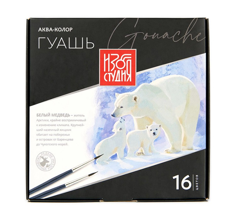 Набор гуашевых красок Аква-колор «Изостудия», 16 цветов — картинка 2