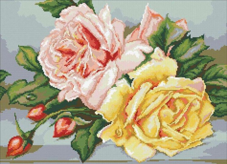 Алмазная вышивка «Трио чайных роз»