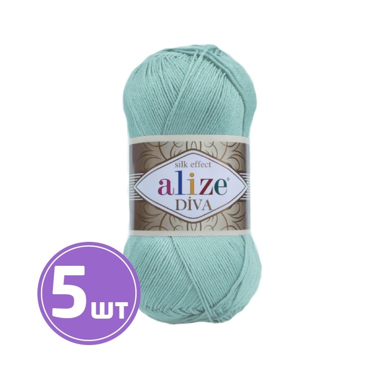 Пряжа ALIZE Diva Silk effekt (463), мята, 5 шт. по 100 г