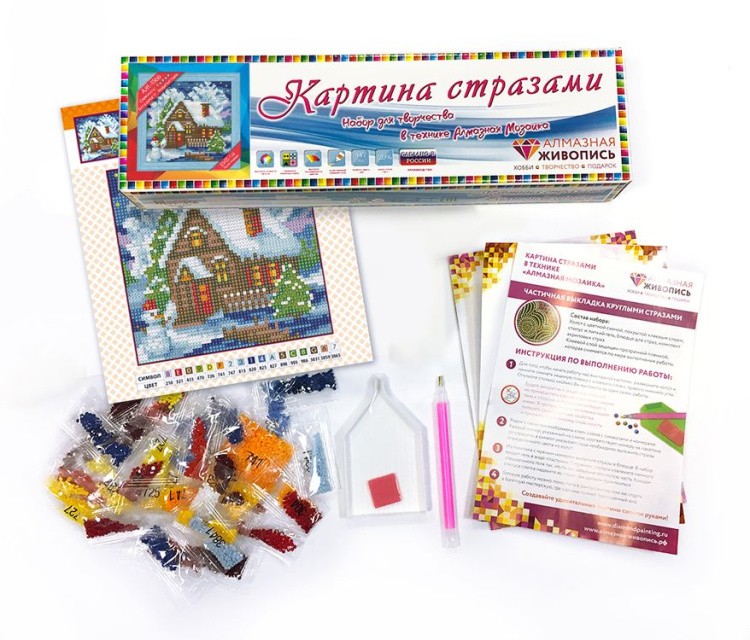 Алмазная вышивка «Зимний домик» — картинка 3