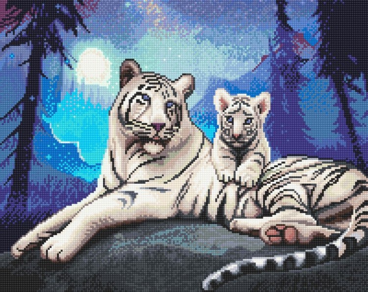 Алмазная вышивка «Тигры в ночи» — картинка 2