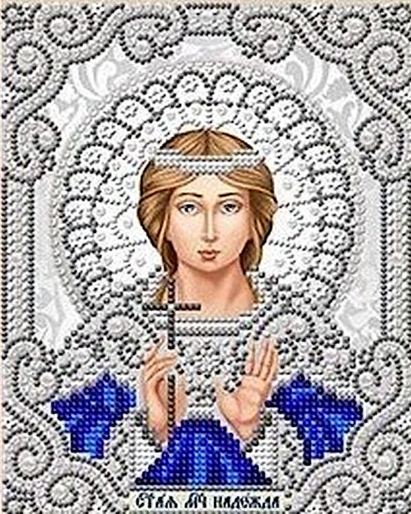 Рисунок на ткани «Святая Надежда в жемчуге и серебре»