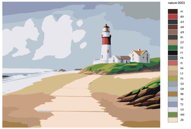 Картина по номерам «Природа: Пейзаж с маяком и морем» — картинка 2