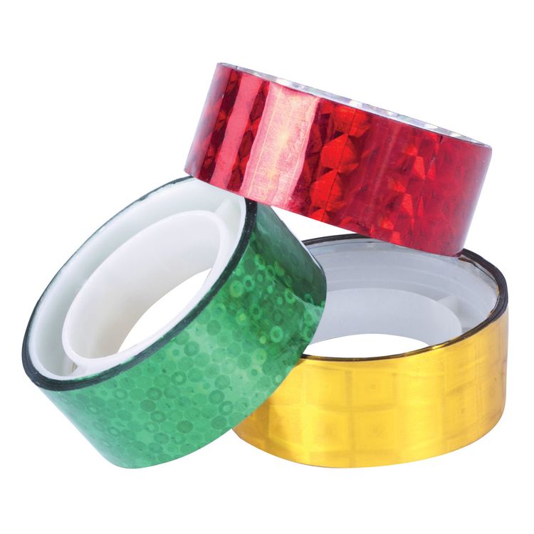 Клейкие ленты декоративные голографические, ассорти №2, 3 шт., 15 мм х 5 м — картинка 2