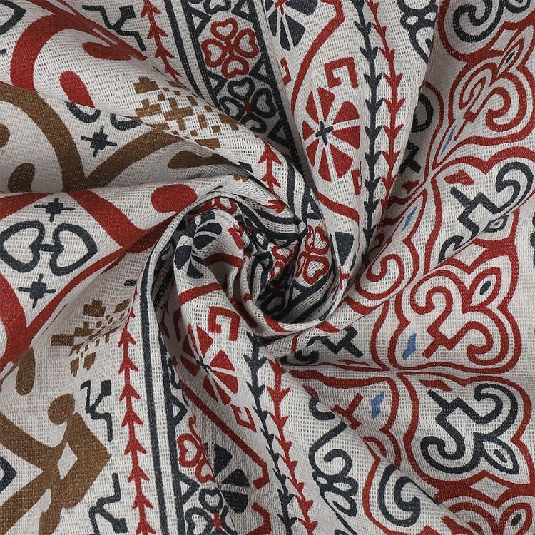 Ткань льняная, 3 м x 150 см, 140 г/м², цвет: белый, орнамент, TBY — картинка 2