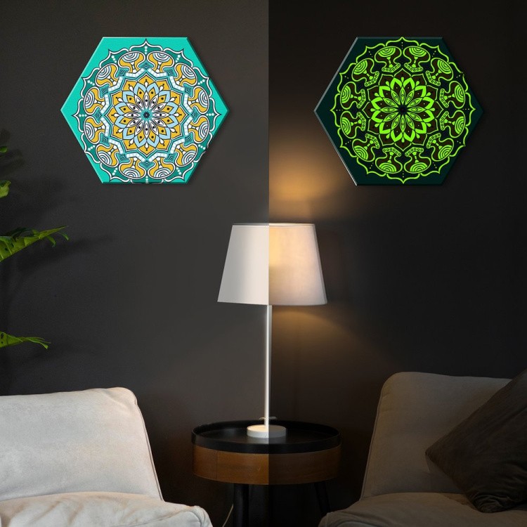 Картина по номерам со светящейся краской Гексагон «Мандала на деньги» — картинка 2