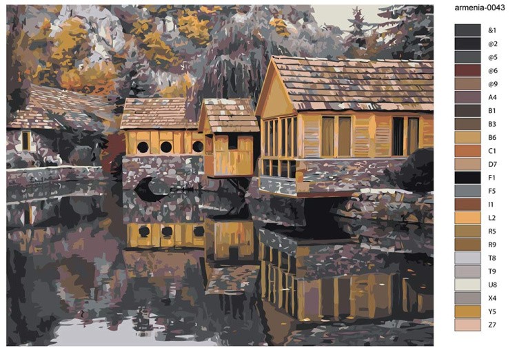 Картина по номерам «Армения: город Дилижан, озеро 40x50» — картинка 2