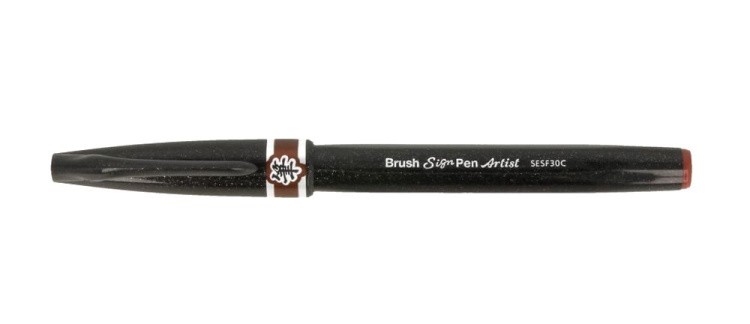 Браш пен Brush Sign Pen Artist, ultra-fine 0,5 - 5 мм, цвет: коричневый, Pentel