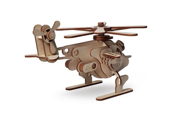 Конструктор из дерева Lemmo вертолет Серж, 51 деталь — картинка 3