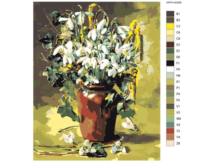 Картина по номерам «Цветы в глиняной вазе» — картинка 2