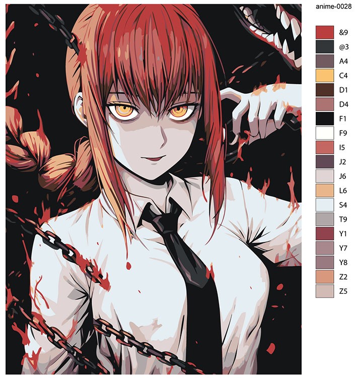 Картина по номерам «Аниме: Девушка с кровавыми цепями 2» — картинка 2