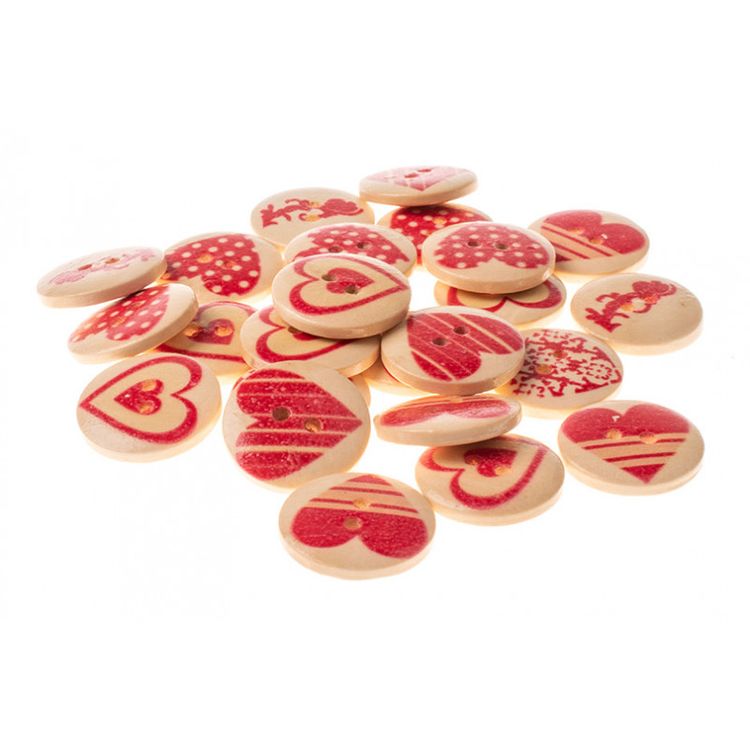 Пуговицы декоративные «Сердечки», 25 шт., 2 см, цветные — картинка 3