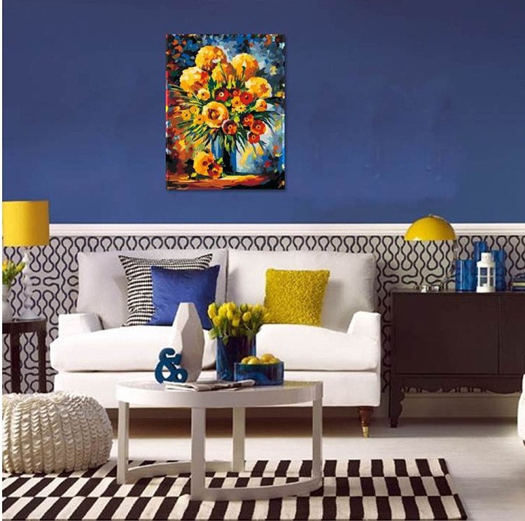 Картина по номерам «Желтые и красные цветы» — картинка 2