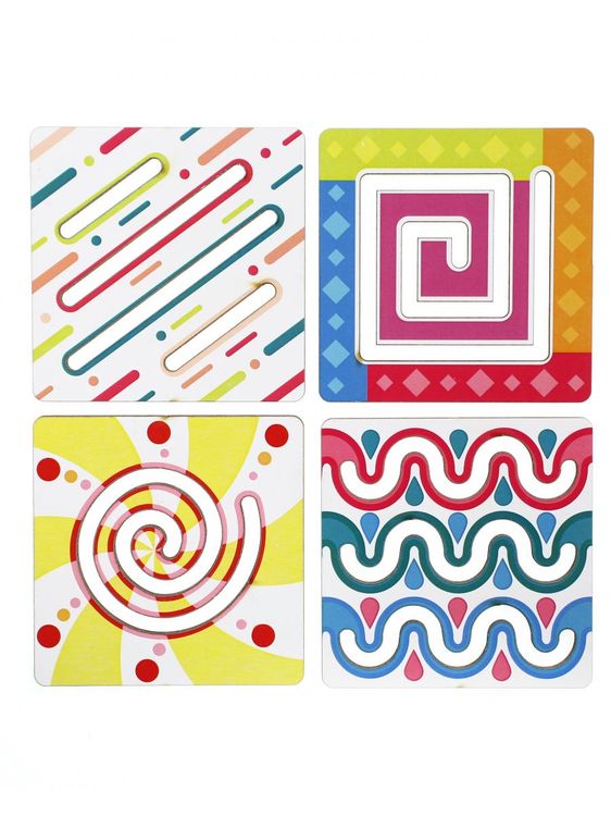 Развивающее пособие из дерева «Линейки-трафареты Веселые узоры» — картинка 5