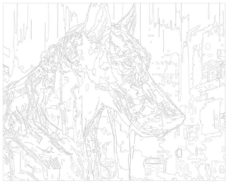 Картина по номерам «Собака доберман-киборг в городе будущего 2» — картинка 3