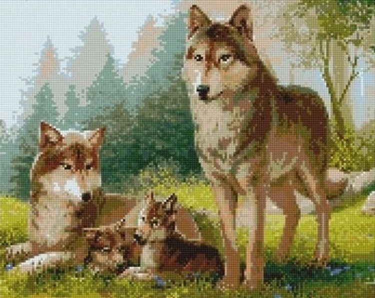 Алмазная вышивка «Семейство волков»