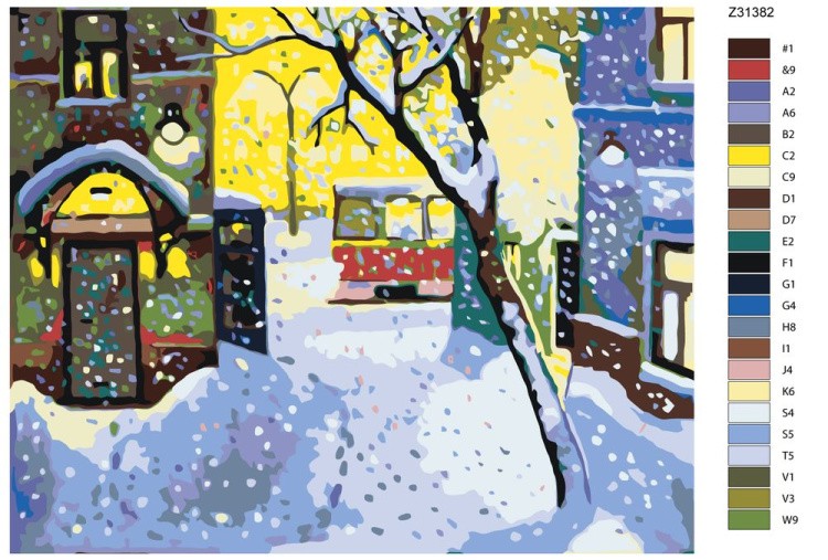 Картина по номерам «Заснеженный дворик» — картинка 2