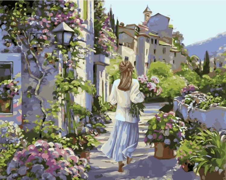 Картина по номерам «Девушка с цветами»