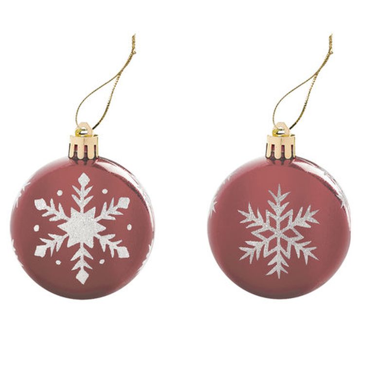 Шары елочные с узором, набор 3 шт., пластик, 6 см, цвет розовое вино, глянец — картинка 4