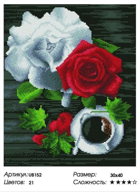 Алмазная вышивка «Кофе и цветы» — картинка 2