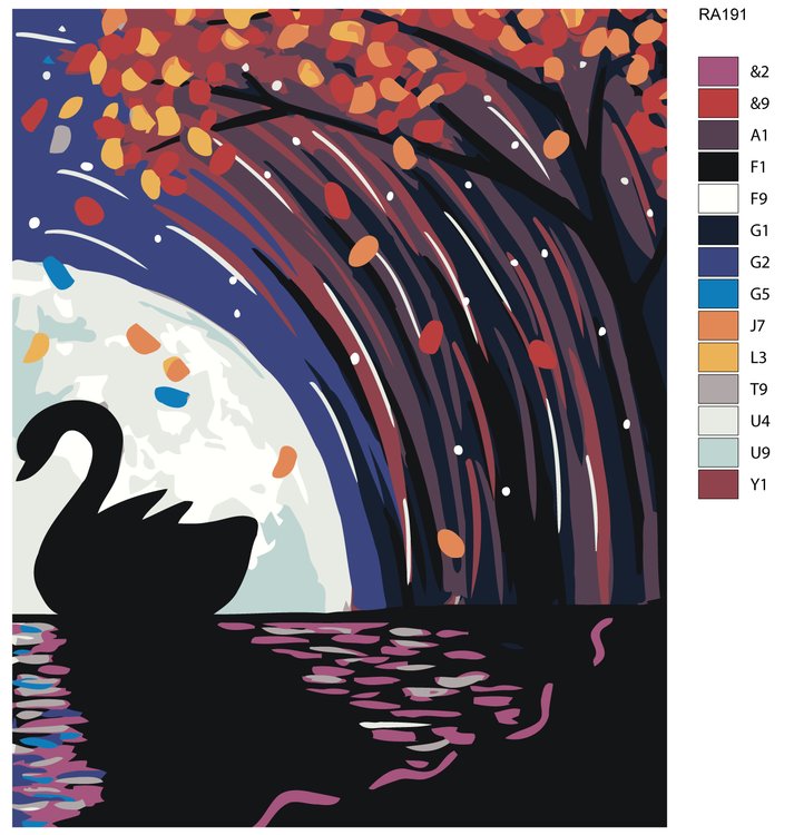 Картина по номерам «Лебедь в лунном сиянии 2» — картинка 2