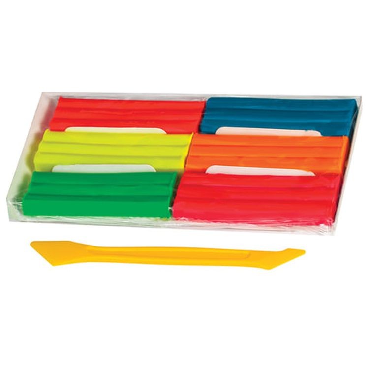 Пластилин флуоресцентный BRAUBERG, 6 цветов, 90 г, со стеком — картинка 2