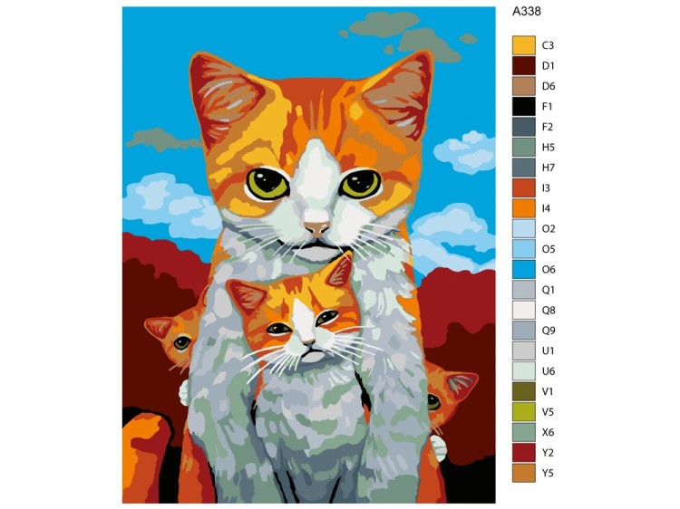 Картина по номерам «Кошка с котятами» — картинка 2