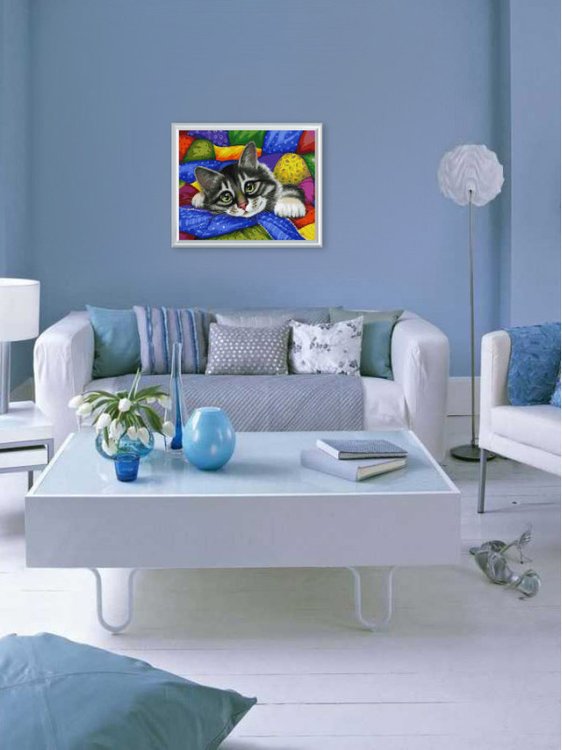 Картина по номерам «Котик в лоскутках» — картинка 7