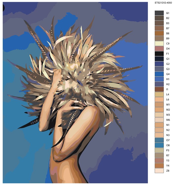 Картина по номерам «Девушка в перьях» — картинка 2