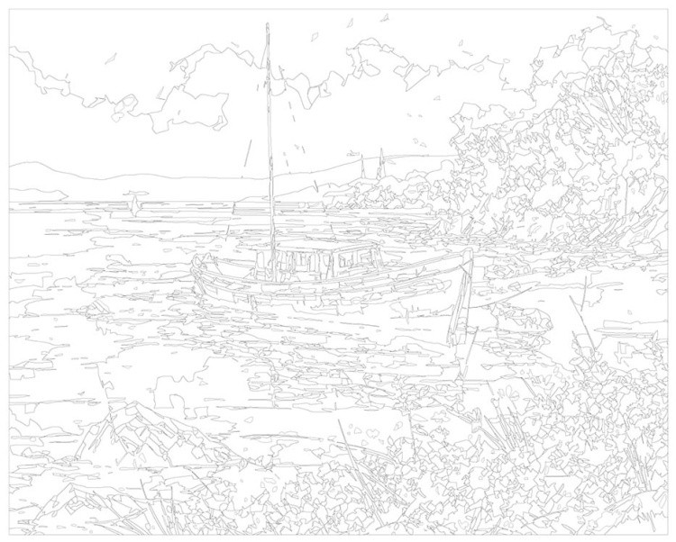 Картина по номерам «Море: Яхта в цветочной бухте» — картинка 3