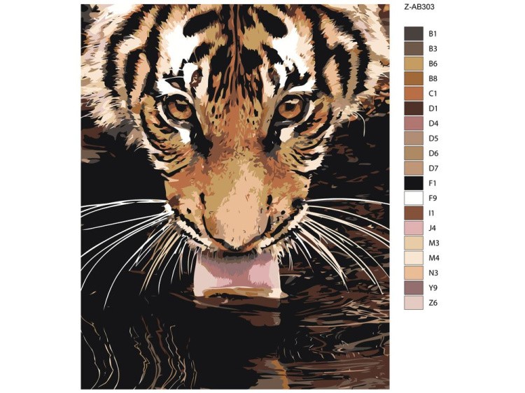 Картина по номерам «Лакающий тигр» — картинка 2