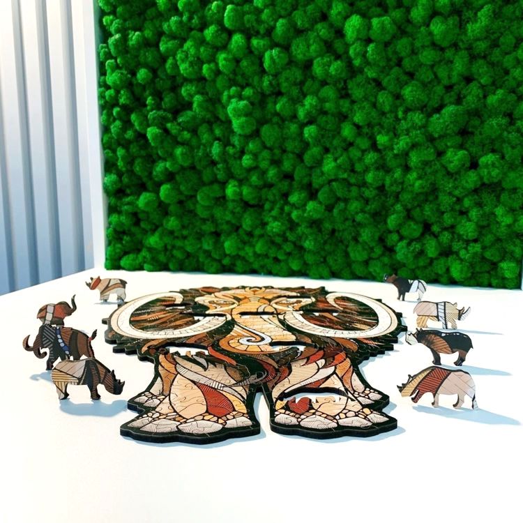 Деревянные фигурные пазлы «Мастодон Мамонт S», Eco Wood Art — картинка 3