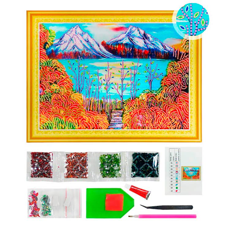 Алмазная вышивка 5D «Горы в золоте» — картинка 2