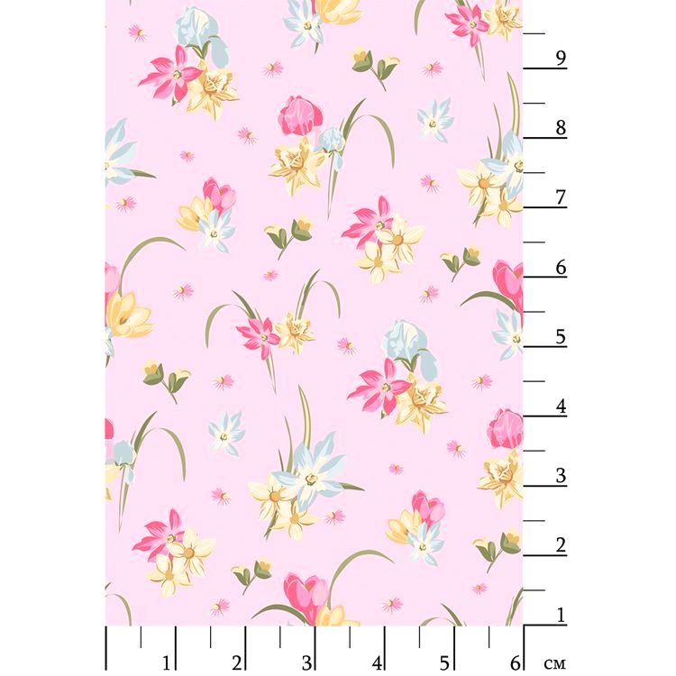 Ткань для пэчворка «ВЕСЕННИЙ ЭТЮД», 50x55 см, 146 г/м2, 100% хлопок, цвет: ВЭ-15 розовый, принт, Peppy — картинка 2