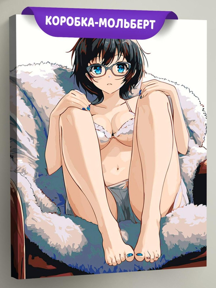 Картина по номерам «Девушка в белье на кресле, аниме 40x50»