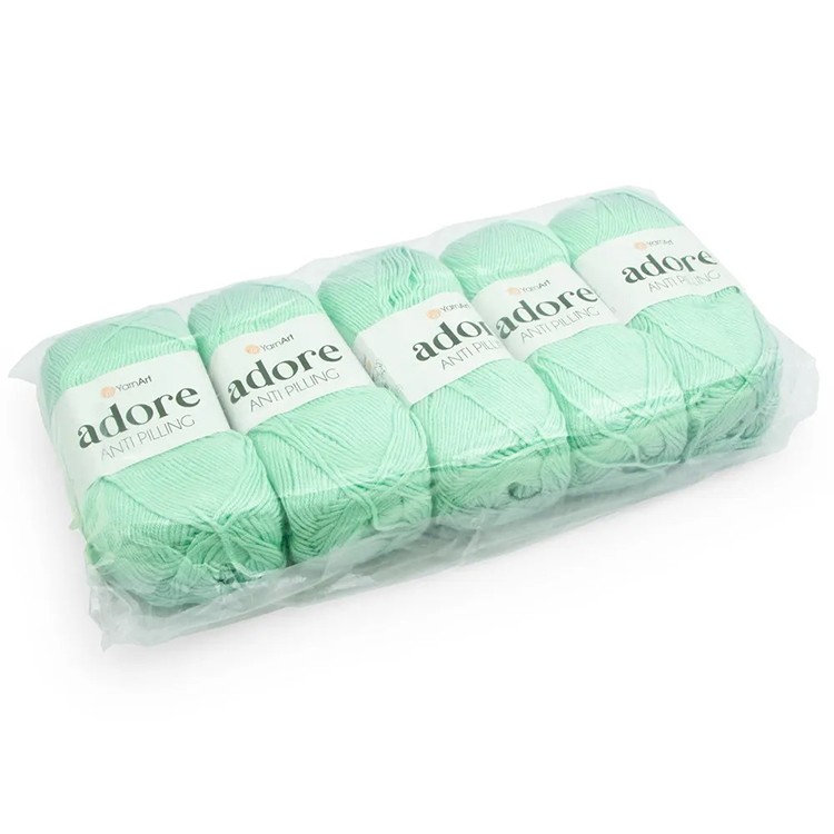 Пряжа YarnArt Adore (341), бледная мята, 5 шт. по 100 г — картинка 5