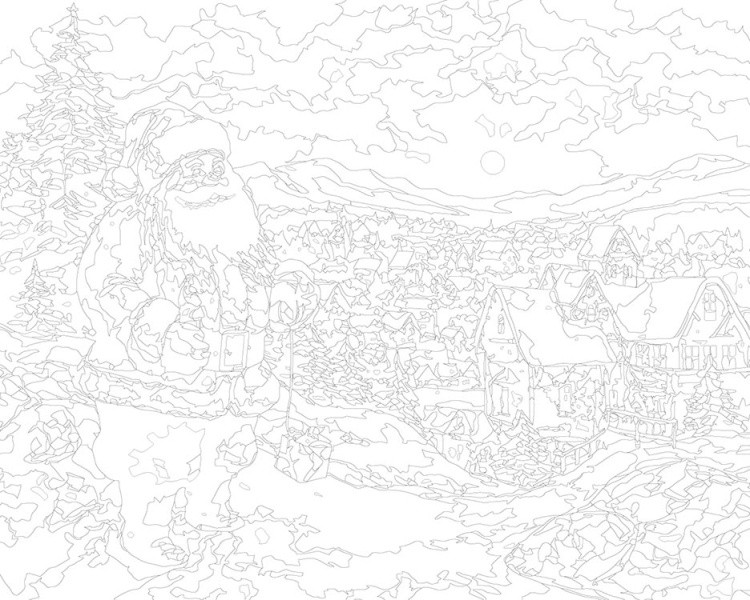 Картина по номерам «Новогодняя: Дед Мороз в зимнем городке 2» — картинка 3