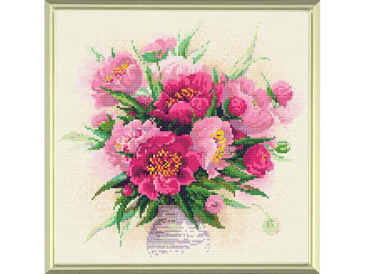Алмазная вышивка «Пионы в вазе» — картинка 2