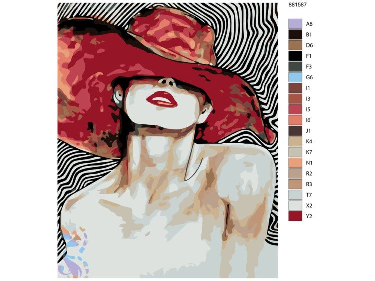 Картина по номерам «Женщина в шляпе» — картинка 2