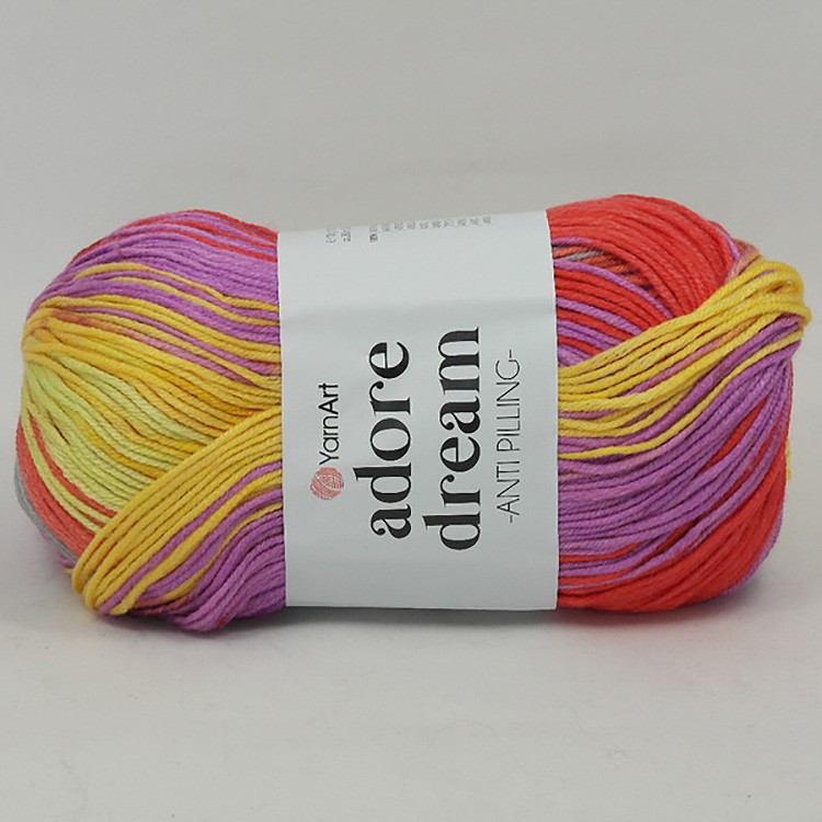 Пряжа YarnArt Adore Dream (1060), желто-оранжево-сиреневый, 5 шт. по 100 г — картинка 2