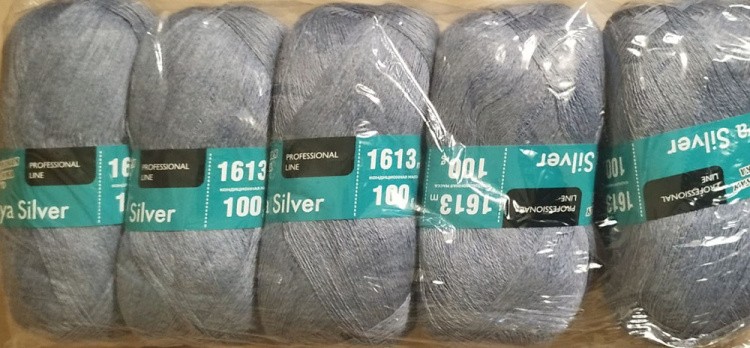 Пряжа Семеновская Lidiya silver (174015), синий меланж светлый, 5 шт. по 100 г — картинка 2