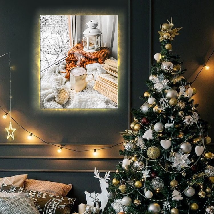 Картина по номерам «Зимний уют» LED подсветка — картинка 3