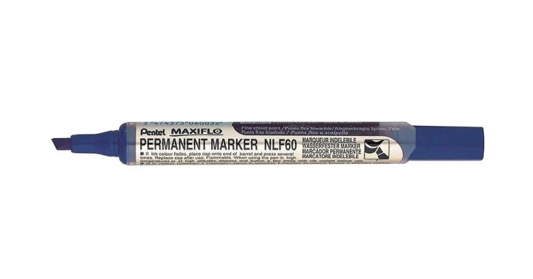 Маркер перманентный Maxiflo 1,8-4,5 мм, скошенное перо, синий, Pentel