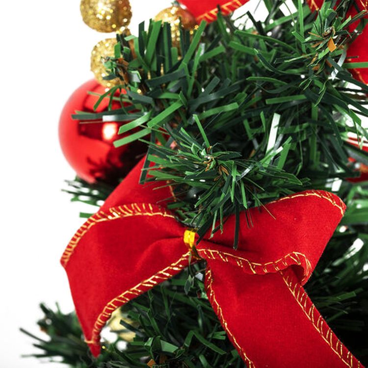 Ель искусственная декоративная, 30 см, цвет украшений: красный/золотистый — картинка 2